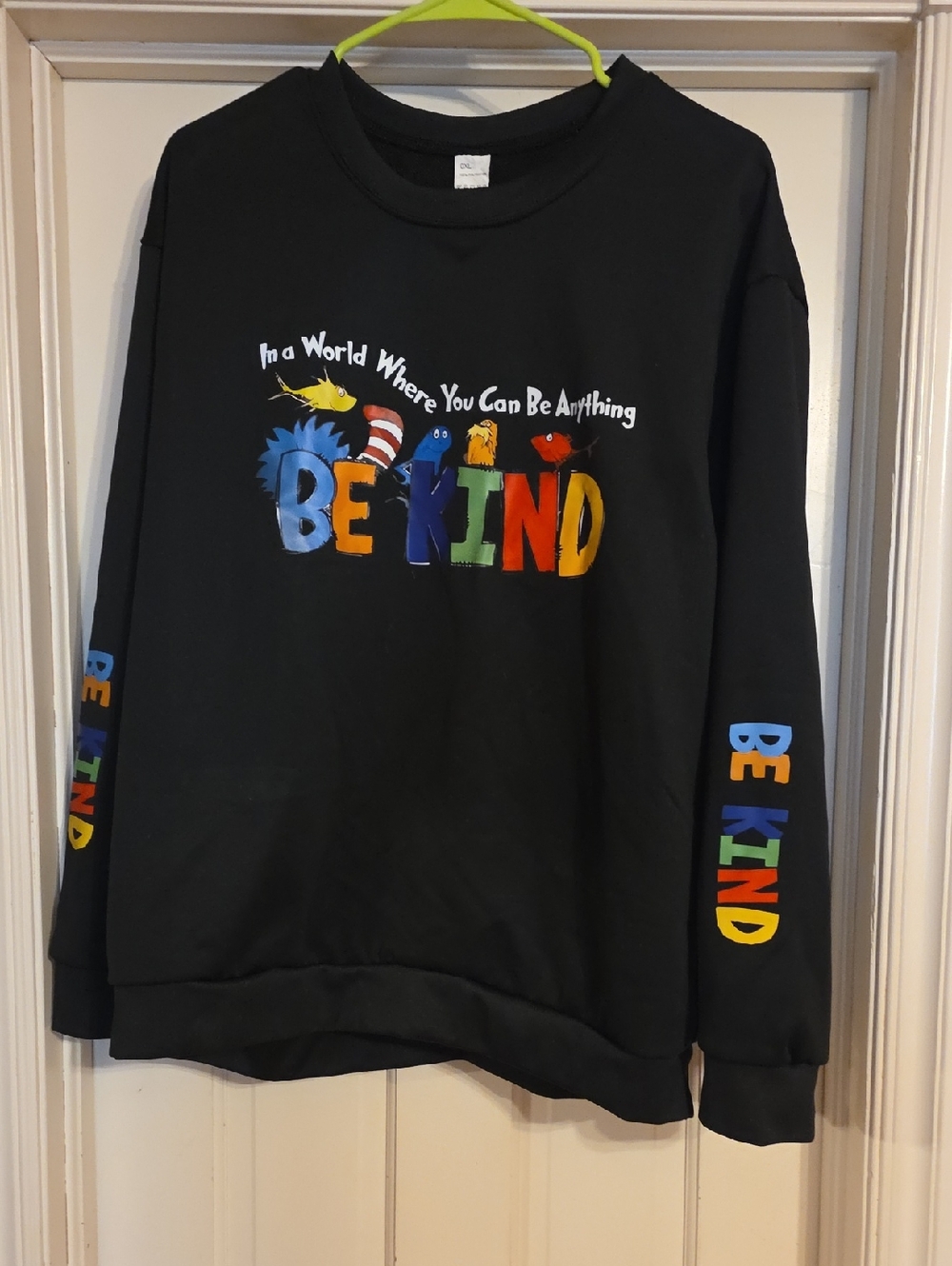 BE KIND Dr. Suess Black Long Sleeved Shirt 100% Polyester. Size Xl